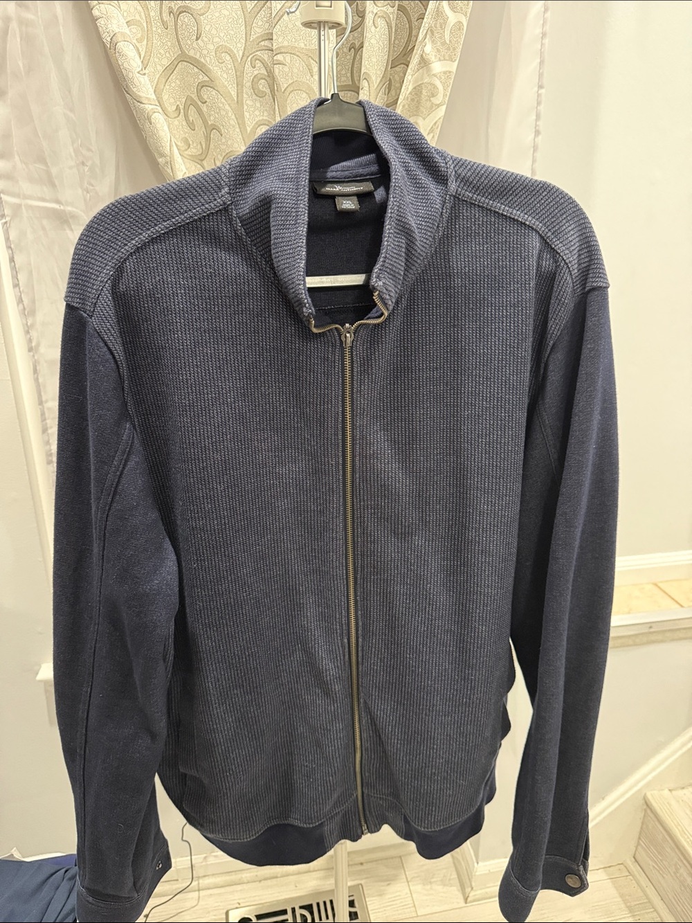 Marc Anthony Navy Full-Zip Waffle Knit Jacket